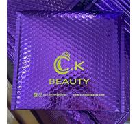 Paquete de 50 sobres acolchados de burbujas personalizados con bolsa de envío impresa para sobres postales de joyería para paquete de ropa de maquillaje-púrpura-35x40cm