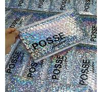 Paquete de 50 sobres acolchados de burbujas personalizados con bolsa de envío impresa para sobres postales de joyería para paquete de ropa de maquillaje-Laser-20x25cm