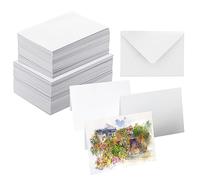 Paquete de 50 tarjetas de acuarela en blanco con sobres, 100 % algodón, 100 % algodón, plegables de 5 x 7 pulgadas para pintar o hacer tarjetas