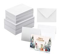 Paquete de 50 tarjetas de acuarela en blanco con sobres, 100 % algodón, peso pesado, 100 % algodón, 4 x 6 pulgadas, plegables para pintar o hacer tarjetas, perfectas para Navidad, cumpleaños