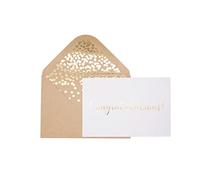 Paquete de 50 tarjetas de felicitación, tarjetas de felicitación elegantes con texto en inglés "Congratulations" 50 sobres de papel kraft incluidos, 10 x 14,6 cm, color blanco