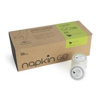 Paquete de 50 toallitas húmedas portátiles listas para usar NAPKIN GO 06 en cápsulas desechables con fragancia Tè Verde, biodegradables, hipoalergénicas, aptas para piel sensible.
