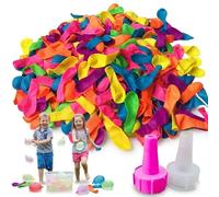 Paquete de 500 globos de agua con kits de recarga, globos de látex a granel para juegos de lucha divertidos de verano, juguetes de agua al aire libre para niños y adultos, bolas de salpicaduras