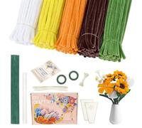 Paquete de 500 limpiadores de tuberías, juego de limpiadores de tuberías de flores, kit de limpiador de tuberías para bricolaje, lirio, rosa, tulipán, ramo de girasoles, suministros de manualidades