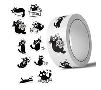 Paquete de 500 pegatinas adhesivas impermeables de gatos negros, ideales para proyectos y decoración, juego de etiquetas de sellado