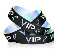 Paquete de 500 pulseras de plástico VIP para fiestas para eventos, pulseras personalizadas VIP, pulseras de plástico, bandas de muñeca impermeables para eventos, conciertos (negro)