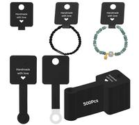 Paquete de 500 tarjetas de exhibición de joyas negras con soporte para aretes, collares, pulseras, etiquetas de venta al por menor para exposiciones de manualidades y uso en tienda