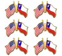 Paquete de 6/12/50/100 pines de la bandera de la amistad de Chile de Estados Unidos a granel, 1.4 pulgadas, metal de EE. UU., Chile de EE. UU., Insignia de recuerdo, 1.4inch, Metal, Sin piedra