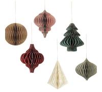 Paquete de 6 Adornos Navideños, 3D Panal Papel de Abeja Decoración de Fiesta, Bolas de Panal Adornos Colgantes de Navidad, Decoración Navideña para Árbol de Navidad, Pared y Techo