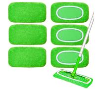 Paquete de 6 almohadillas reutilizables compatibles con Swiffer Sweeper Mop - 100 % forro polar coral lavable, paños de microfibra para limpieza de suelos de madera dura y seca