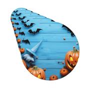 Paquete de 6 ambientadores de madera azul con calabaza y murciélagos, lindo ambientador colgante para coche, decoración de habitación de automóvil, regalo
