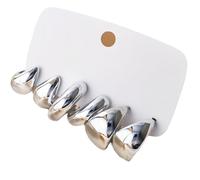 Paquete de 6 aretes acrílicos en forma de gota de agua en forma de C para mujeres de moda, hechos a mano, accesorios de joyería que aumentan la confianza, talla única, como se describe, como se