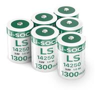 Paquete de 6 baterías de litio LS14250 de 3,6 V 1/2 AA 1300 mAh, baterías ER14250, no recargables