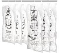 Paquete de 6 bolsas de almacenamiento al vacío colgantes reutilizables para ahorrar espacio comprimidas con perchas. 3 unidades de 26,3x35,4 pulgadas (67x90cm) y 3 unidades de 26,3x43,3 pulgadas