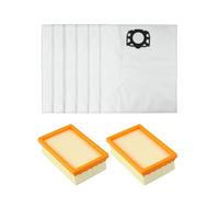 Paquete de 6 bolsas para aspiradora y 2 filtros para Kärcher WD4 WD5 WD6 MV4 MV5 MV6, piezas de repuesto de tela no tejida compatibles con 2.863-006.0