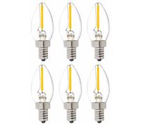 Paquete de 6 bombillas LED Edison Vintage Candelabro C7-1W LED de filamento para vela, reemplazar 10W, base E14, blanco cálido transparente 2700K, 220 V CA (equivalente a 10 W)