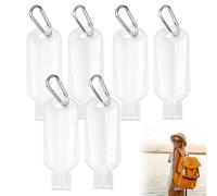 Paquete de 6 botellas de tamaño de viaje, recipientes recargables de 50 ml aprobados por la TSA, con clips, botellas a prueba de fugas para desinfectante de manos, champú, artículos de tocador