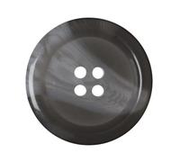 Paquete de 6 botones redondos de plástico de cuerno sintético gris de 23 mm con 4 agujeros - Ideales para abrigos, chaquetas, cárdigans (36L)