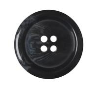 Paquete de 6 botones redondos negros de plástico de cuerno sintético de 25 mm con 4 agujeros, ideales para abrigos, chaquetas, cárdigans (40L)