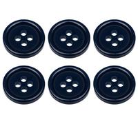 Paquete de 6 botones redondos planos de 15 mm, color azul oscuro, 4 agujeros, 24 L 24 Ligne