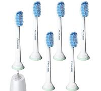 Paquete de 6 cabezales sensibles para cepillo de dientes Philips Sonicare | Cabezales de repuesto HX6053 Sensitive con cerdas suaves