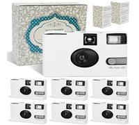 Paquete de 6 cámaras desechables para boda a granel, cámaras de película blancas de un solo uso de 35 mm con flash, cámaras de una sola vez para fiesta de cumpleaños, baby shower, reunión, boda