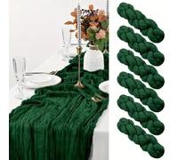 Paquete de 6 caminos de mesa de gasa beige para decoración de boda, despedida de soltera, estilo rústico, 17 x 108 pulgadas (verde oscuro)