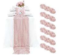 Paquete de 6 caminos de mesa de gasa, caminos de mesa decorativos for bodas, fiestas de cumpleaños(Dirty pink)