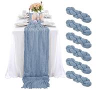 Paquete de 6 caminos de mesa de gasa, caminos de mesa decorativos for bodas, fiestas de cumpleaños(Dusty blue)