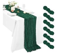 Paquete de 6 caminos de mesa de gasa de color verde esmeralda de 10 pies, gasa bohemia de 21 x 120 pulgadas, rústico, romántico, largo, para boda, fiesta, despedida de soltera, Acción de Gracias