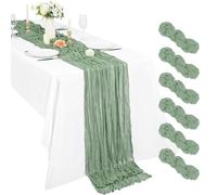 Paquete de 6 caminos de mesa de gasa de color verde salvia de 10 pies, 21 x 120 pulgadas, camino de mesa largo rústico romántico para bodas, fiestas, despedidas de soltera, Acción de Gracias,