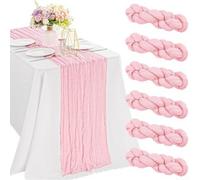 Paquete de 6 caminos de mesa de gasa elegante para decoración de fiesta de cumpleaños, banda rústica de boda, 17 x 108 pulgadas (rosa brillante)