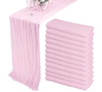 Paquete de 6 caminos de mesa de gasa elegante para decoración de fiesta de cumpleaños, banda rústica de boda, 17 x 108 pulgadas (rosa nude)