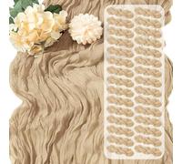 Paquete de 6 caminos de mesa de gasa lavable para decoración de fiestas de vacaciones, tela rústica de boda, 17 x 108 pulgadas (beige profundo)