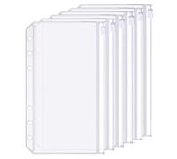 Paquete de 6 Carpetas de Plástico A6 de 6 Agujeros Carpetas con Cremallera Sobre Impermeable con Cierre para Documentos (Bolsillo con cremallera, A6)