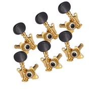 Paquete de 6 clavijas de afinación para guitarra con botón ovalado negro para mano izquierda y derecha