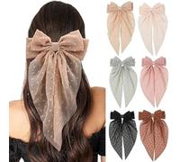 Paquete de 6 clips de lazo de gran tamaño para niñas, para mujeres, para cabello grueso y fino, bonito regalo estético para vacaciones