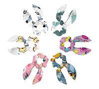 Paquete de 6 coleteros de bebé con diseño de dinosaurios de dibujos animados para cabello grueso, coleteros con lazo para mujeres y niñas, soportes para cola de caballo, coleteros de orejas de conejo,