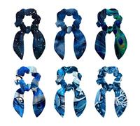 Paquete de 6 coleteros para el cabello para mujer, adorables coleteros con lazo para cabello grueso, coleteros elásticos de orejas de conejo, accesorios para el cabello para niñas, patrón de remolino