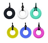 Paquete de 6 collares de silicona para masticar para adultos y bebés pequeños, en forma de dona, asistente de motor oral sensorial para autismo, TDAH, colgantes suaves de dentición de lactancia