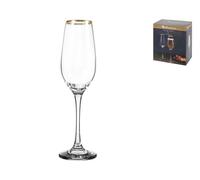 Paquete De 6 Copas Flute Ámbar De Vidrio Transparente Con Borde Dorado Pasabahce