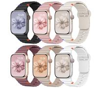 Paquete de 6 correas deportivas compatibles con Apple Watch para hombres de 44 mm, 45 mm, 46 mm, 49 mm, 42 mm, 41 mm, 40 mm, 38 mm, correa de silicona suave impermeable para iWatch Series 10, 9, 8, 7,