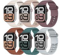 Paquete de 6 correas deportivas para Apple Watch Ultra/2 correas de 49 mm, 46 mm, 45 mm, 44 mm, 42 mm, 41 mm, 40 mm, 38 mm, correa de silicona suave impermeable para Apple Watch Series 10, 9, 8, 7, 6,