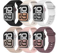 Paquete de 6 correas deportivas para Apple Watch Ultra/2 correas de 49 mm, 46 mm, 45 mm, 44 mm, 42 mm, 41 mm, 40 mm, 38 mm, correa de silicona suave impermeable para Apple Watch Series 10, 9, 8, 7, 6,