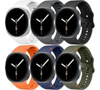 Paquete de 6 correas deportivas para Samsung Galaxy Watch 8 de 40 mm, 44 mm, 8 Classic de 46 mm, para hombres y mujeres, correa de silicona suave impermeable sin huecos para Samsung Galaxy Watch 8