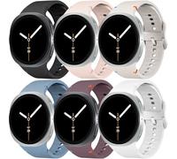 Paquete de 6 correas deportivas para Samsung Galaxy Watch 8 de 40 mm, 44 mm, 8 Classic de 46 mm, para hombres y mujeres, sin huecos, correa deportiva de silicona suave y transpirable para Samsung