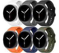 Paquete de 6 correas deportivas para Samsung Galaxy Watch 8 de 40 mm, 44 mm, 8 Classic de 46 mm, para hombres y mujeres, sin huecos, correa deportiva de silicona suave y transpirable para Samsung