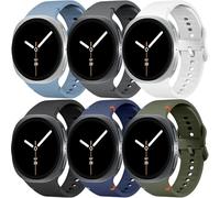 Paquete de 6 correas deportivas para Samsung Galaxy Watch 8 de 40 mm, 44 mm, 8 Classic de 46 mm, para hombres y mujeres, sin huecos, correa deportiva de silicona suave y transpirable para Samsung