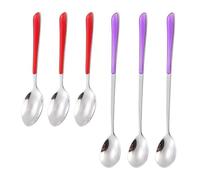 Paquete De 6 Cucharadas De Helado De Mango Largo, Colores De Caramelo Simples, Cucharadas De Postre, Fáciles De Limpiar, Varios Colores Para Elegir, Adecuadas Para Uso Doméstico De Helado.