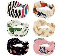 Paquete de 6 diademas de estilo retro occidentales con diseño de hojas silvestres con caballo, para mujer, banda ancha para el pelo que absorbe el sudor, diadema deportiva, diadema de yoga, envoltura